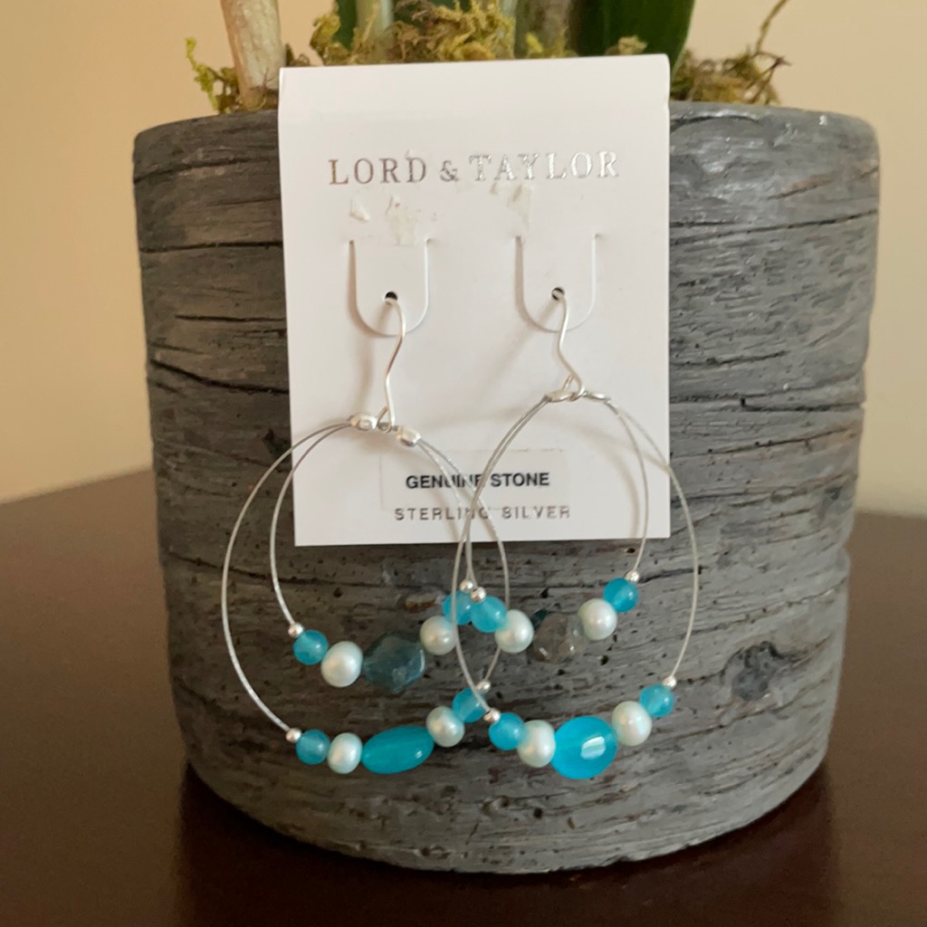 Sterling Silver Genuine Stone Earrings 15$
